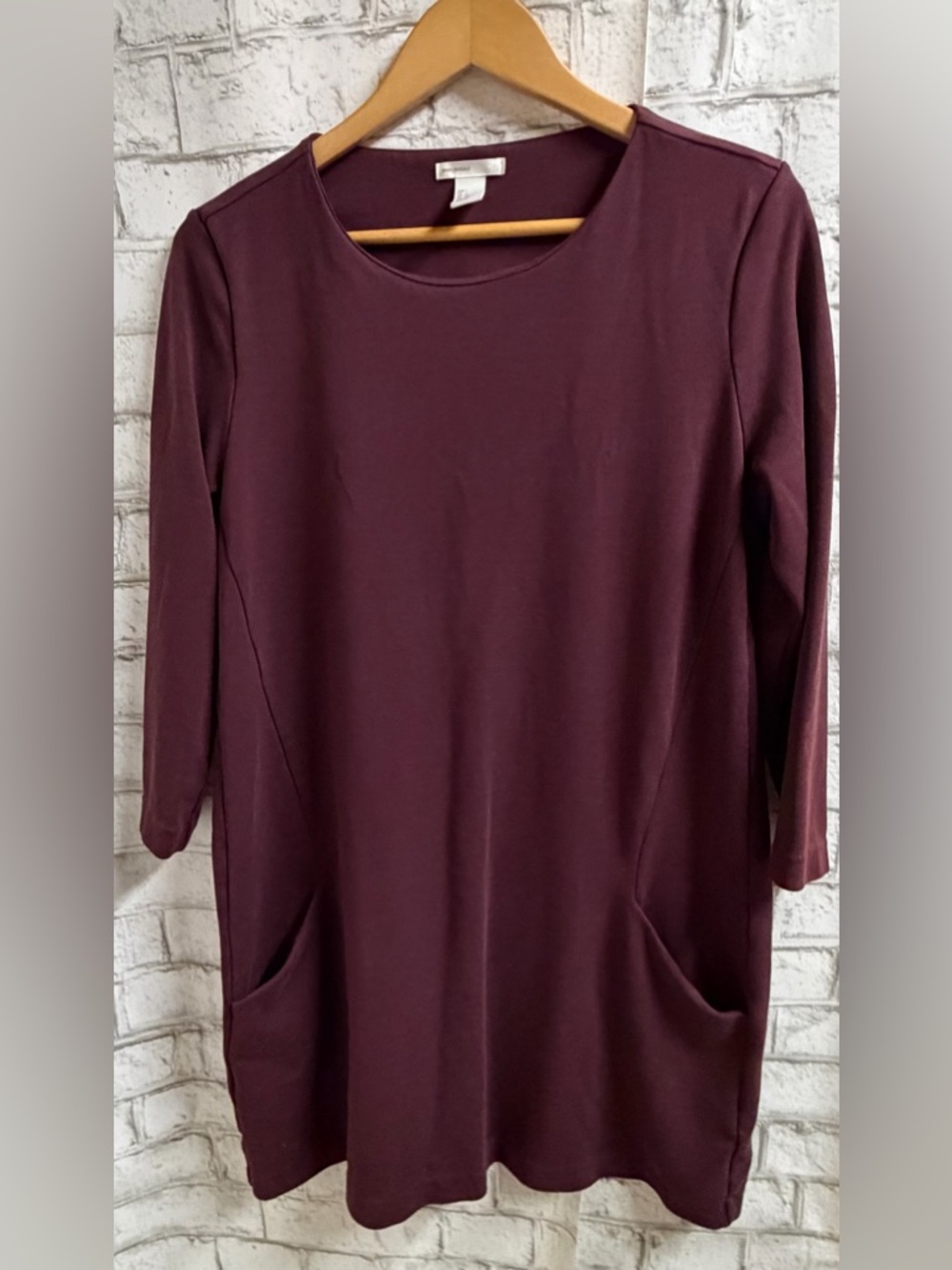 H&M Deep Burgundy 3/4 Sleeve Tunic with Pockets